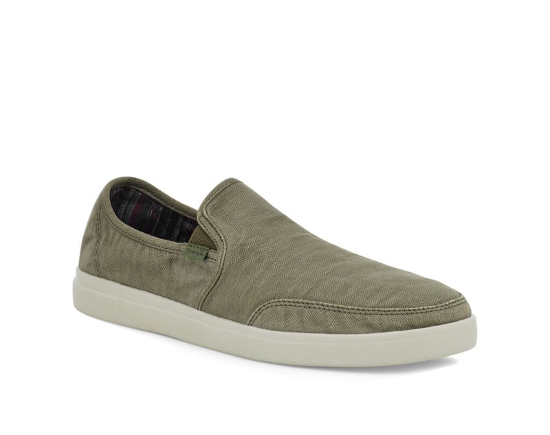 Sanuk Vagabond Slip-On Sneaker Wash Vegan - Sanuk Shoes Mens Olive - Philippines EYXOJL176